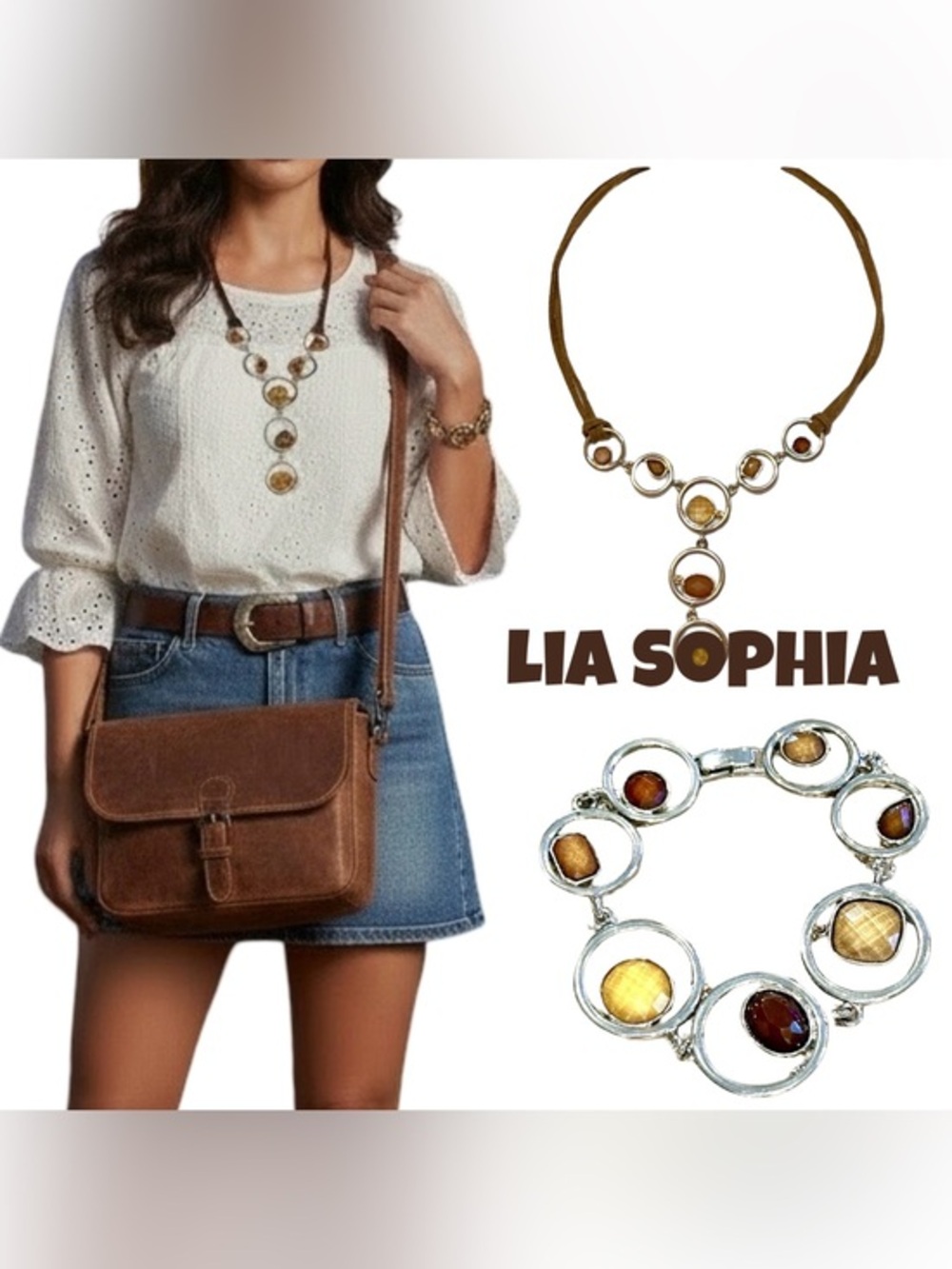 Lia Sophia Vintage Retired ALEX Necklace & Bracelet. EX COND